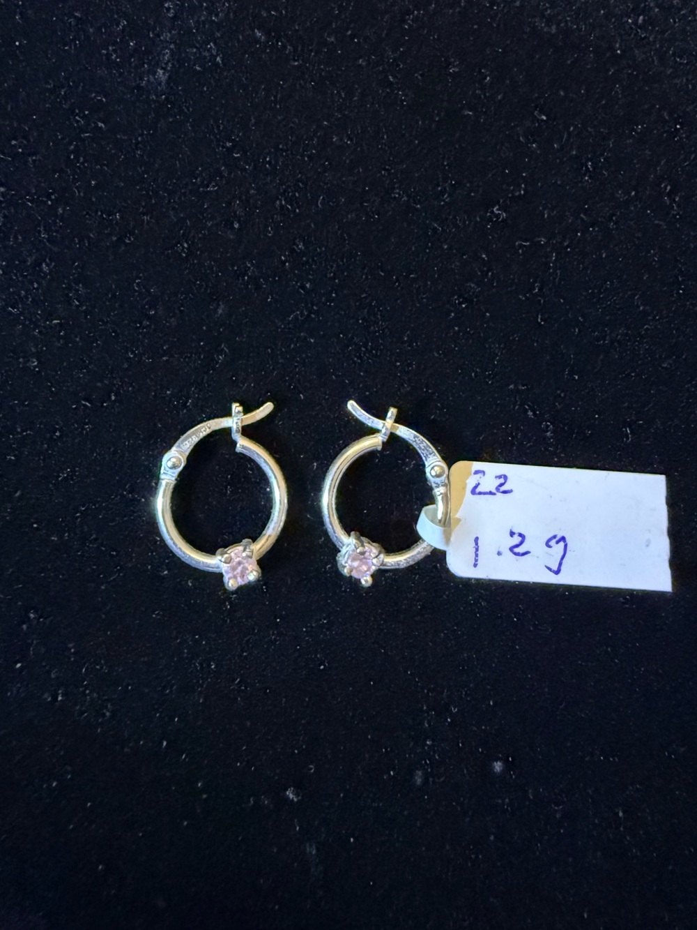 925 Sterling Silver Hoop Earrings with Pink CZ Stones